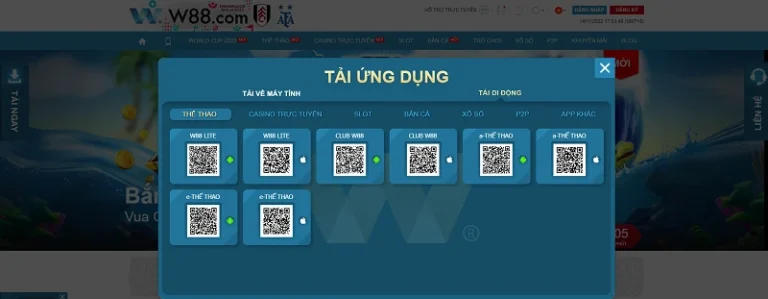 Ứng dụng mobile W88 cá cược siêu dễ dàng