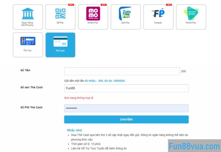 Mua thẻ Cash Fun88 ở đâu? Hướng sử dụng nạp tiền & Lưu ý quang trọng!